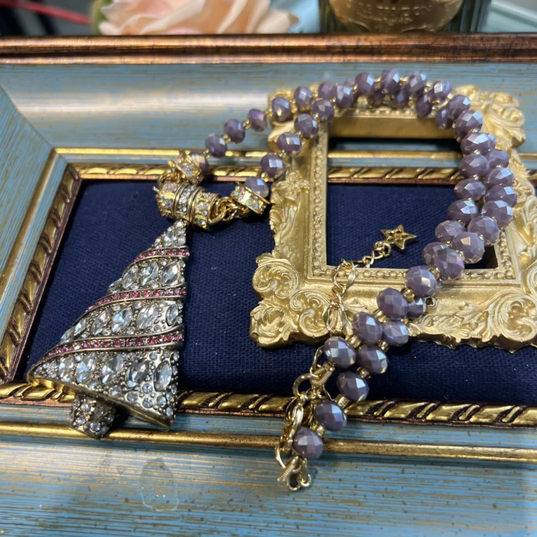 

Vintage fashion sweet cute Christmas tree style brooch necklace pendant