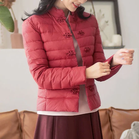 Retro Chinese style short down down padded jacket women's winter  suit 2021 new coat  winter coat women elegant