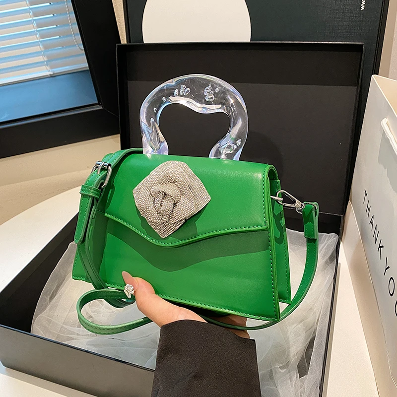 Брендовая зеленая сумка на плечо из искусственной кожи вечерняя дамская сумочка