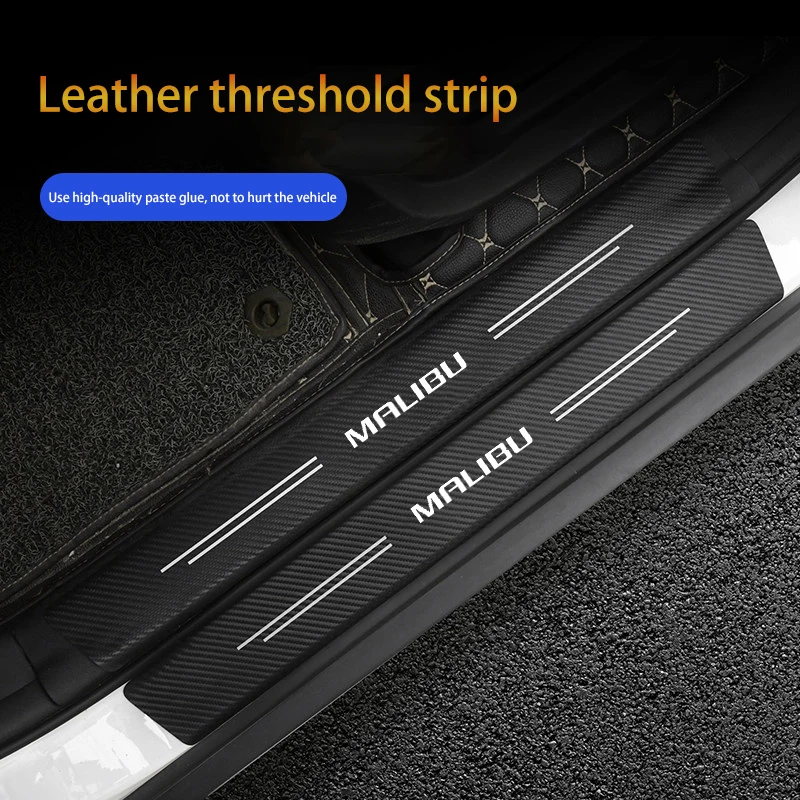 

4pcs Car Door Sill Protector Stickers For Chevrolet Malibu Leather Carbon Fiber Decor Decal Threshold Tuning Accessories