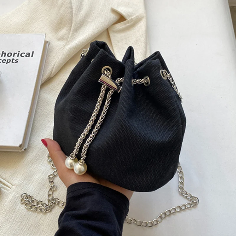 

Модная сумка через плечо в форме ведра для женщин, мессенджеры через плечо, маленькая Повседневная холщовая Сумочка для телефона