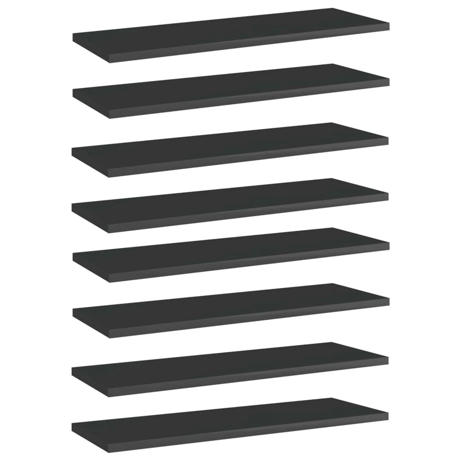 

Bookshelf Boards 8 pcs High Gloss Black 23.6"x7.9"x0.6" Chipboard