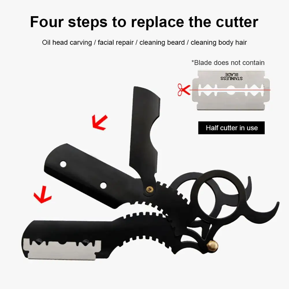 

Men's Shaver Barber Safety Razor Shaving Blades Haircut Beard Eyebrow Shaving Tool Manual Depilation Hairdresser Cutter