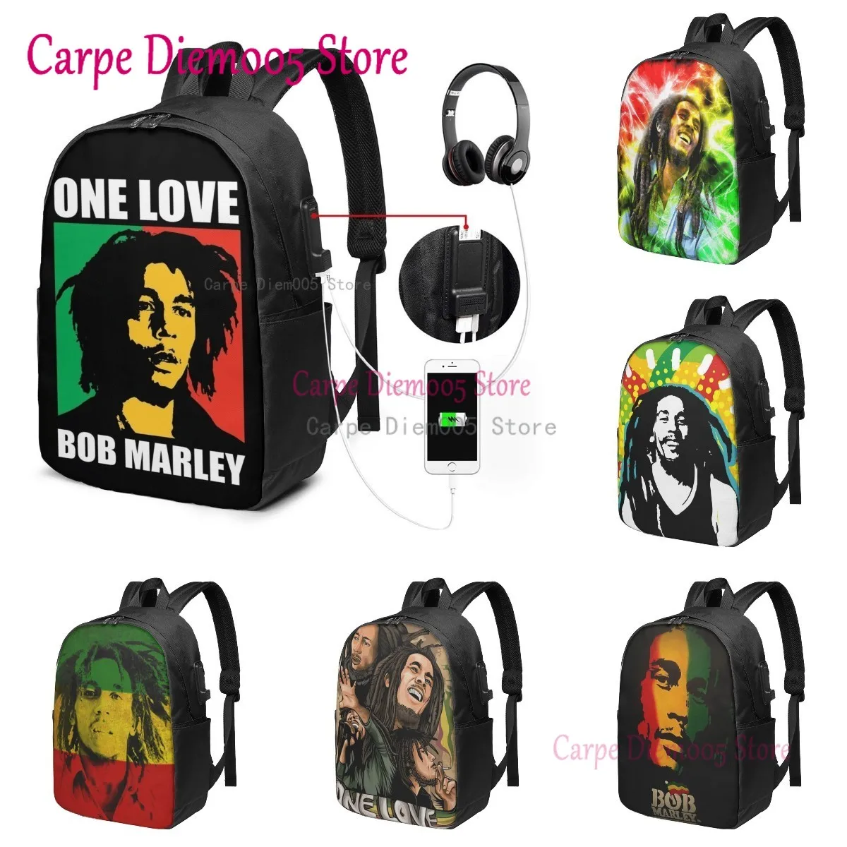

Bob Marley USB Backpack 17 In
