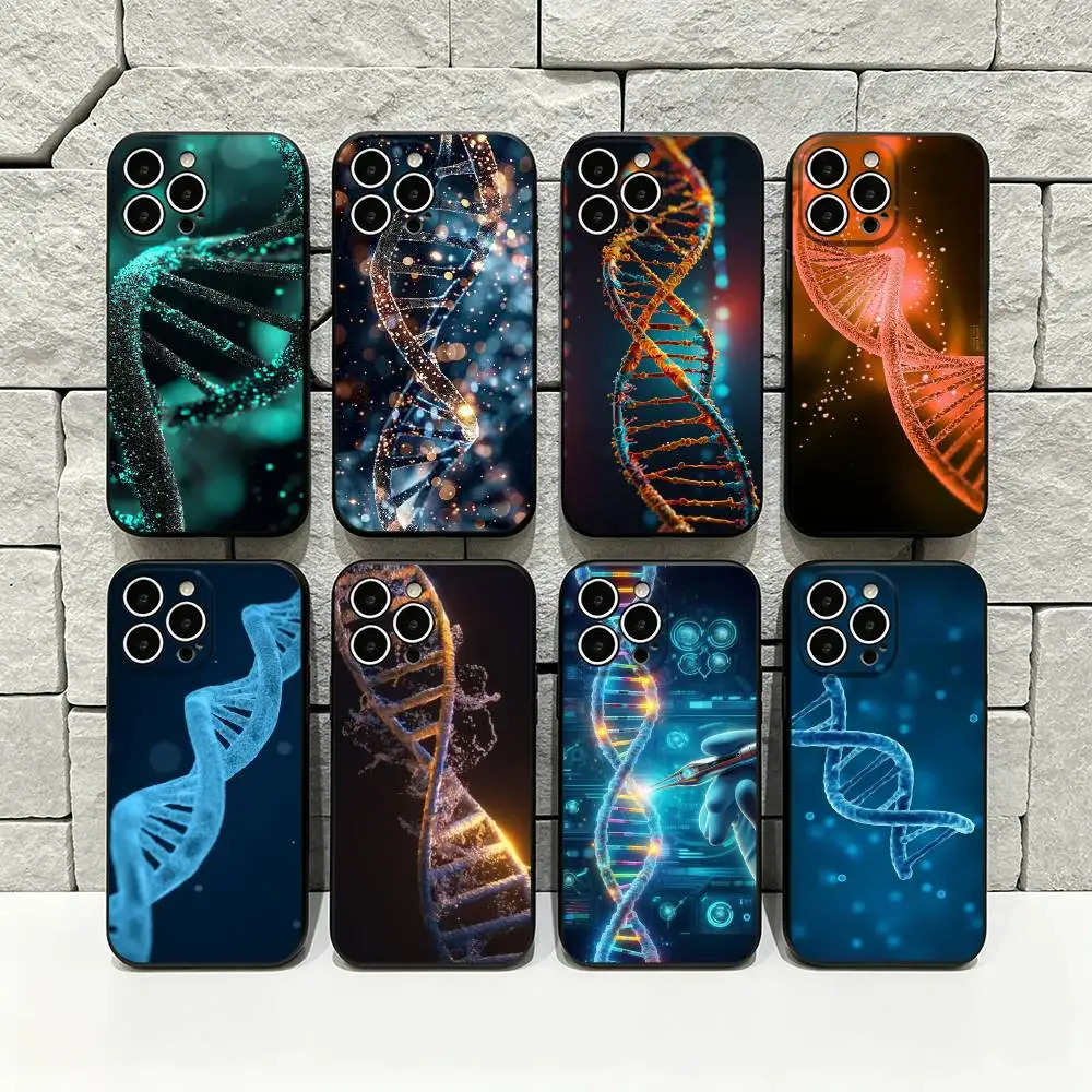 Фото Чехол для телефона с дизайном двойной спирали ДНК для iPhone 17, 16, 15, 14, 13, 12, 11 Pro Max, 17 Air, 16E, XR, 7, 8 Plus, SE2, черный №1