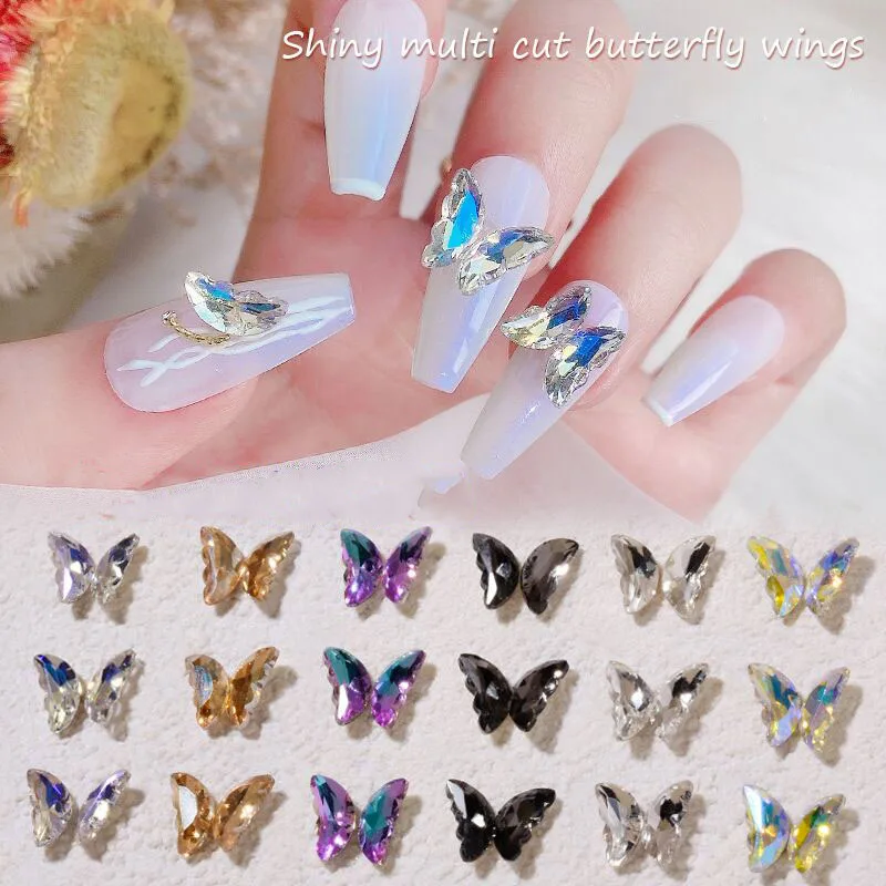 

20 Pcs Flame Symphony Wings Nail Crystal Jewelry Jewel Stitching Butterfly Nail Art Rhinestone 3D Glamour Nail Art Accessories