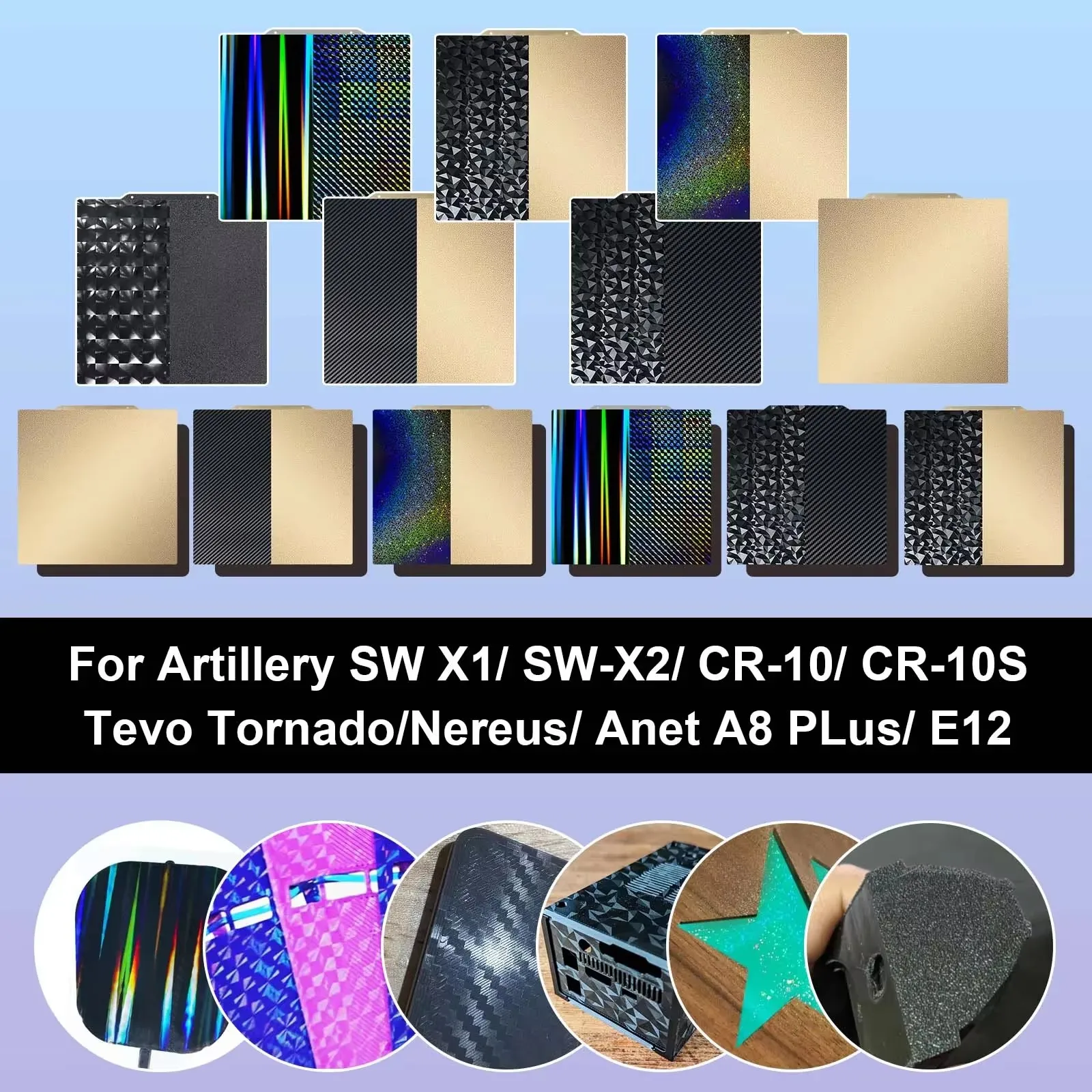310x310 мм PEO PET H1H PEI Листовая объединительная пластина для Creality CR-10 CR-10S10 S3 Artillery Sidewinder X1X2 S8 Pro S8 Plus KP5L SP-5 (art.: 3920ca004f3d2) - 3920ca004f3d2
