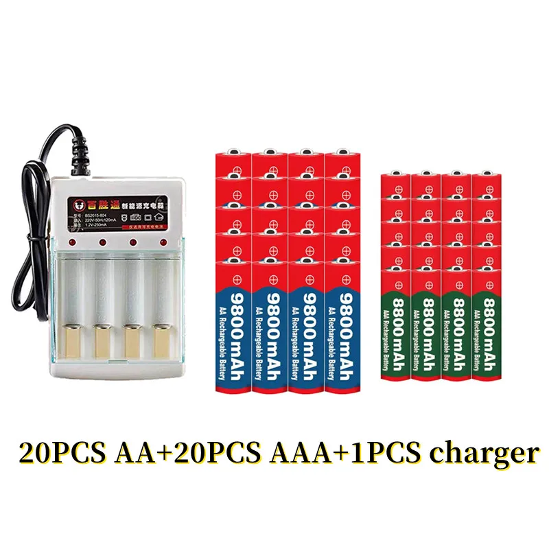 

1.5V Rechargeable Battery AAA 8800mah + AA 9800mah, Alkaline Technology, Suitable for Remote Control Toys/computers Etc