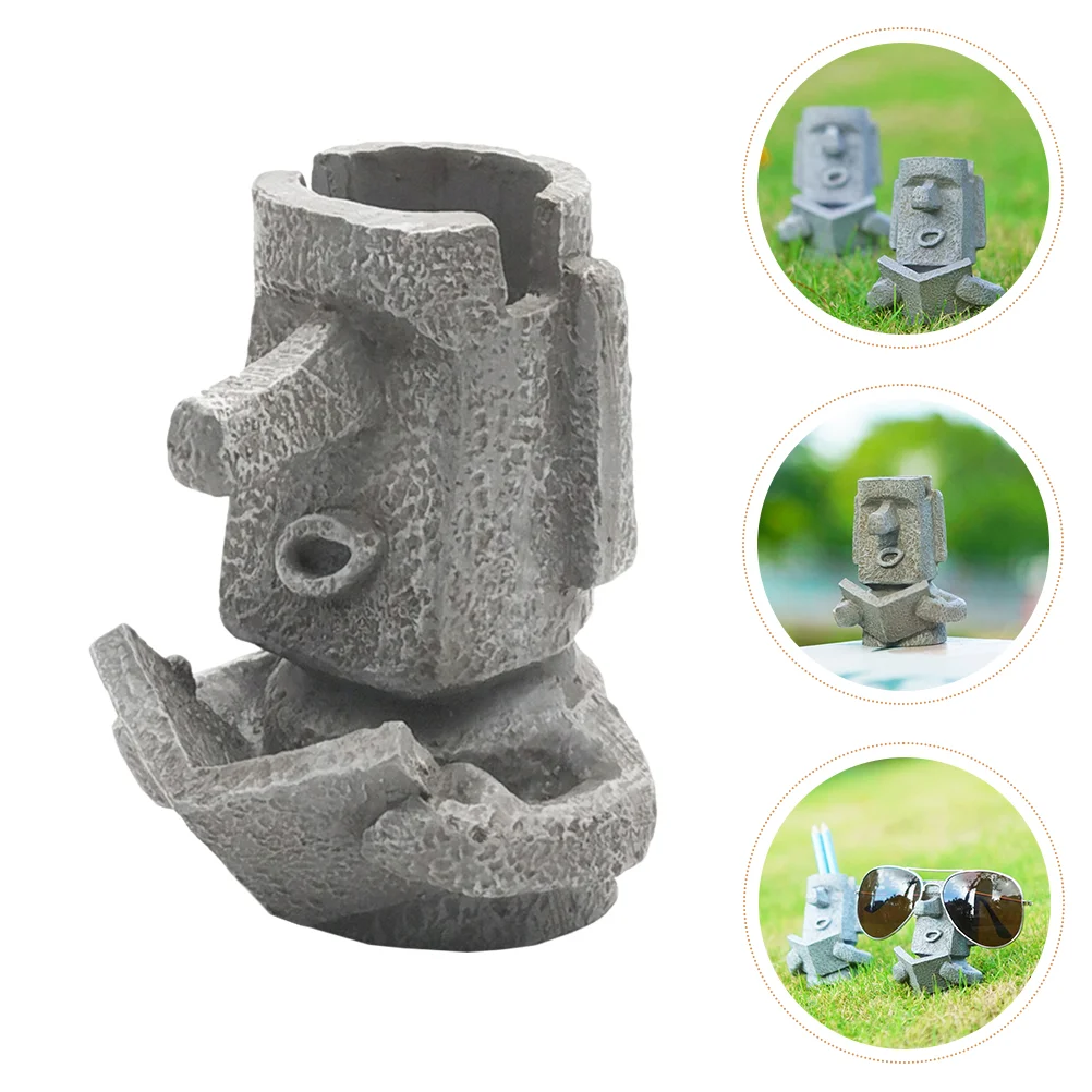 

Holder Glasses Stand Desk Penresin Eyeglass Display Island Head Desktop Statue Easter Moai Cup Sunglasses Rackeyeglasses