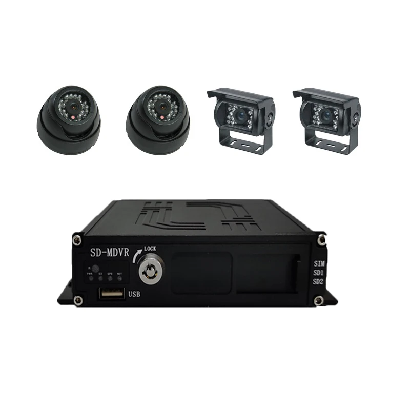 

4 Camera 4 Channel 4CH 720p HD Audio and Video Recorder SD Card GPS Tracker Mdvr for Truck Vehicle Management System