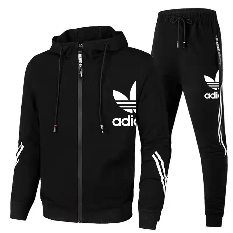 

2024 New Men's Autumn and Winter Sports Suit Casual Slim Round Neck Sportswear Cardigan Long Sleeve Youth Running Two-piece Set