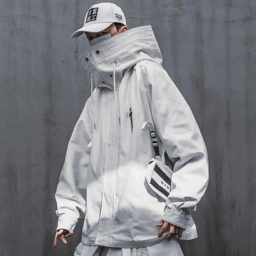 

Jas Jaket водолазка Techwear уличная одежда Jepang Musim Semi для Pria
