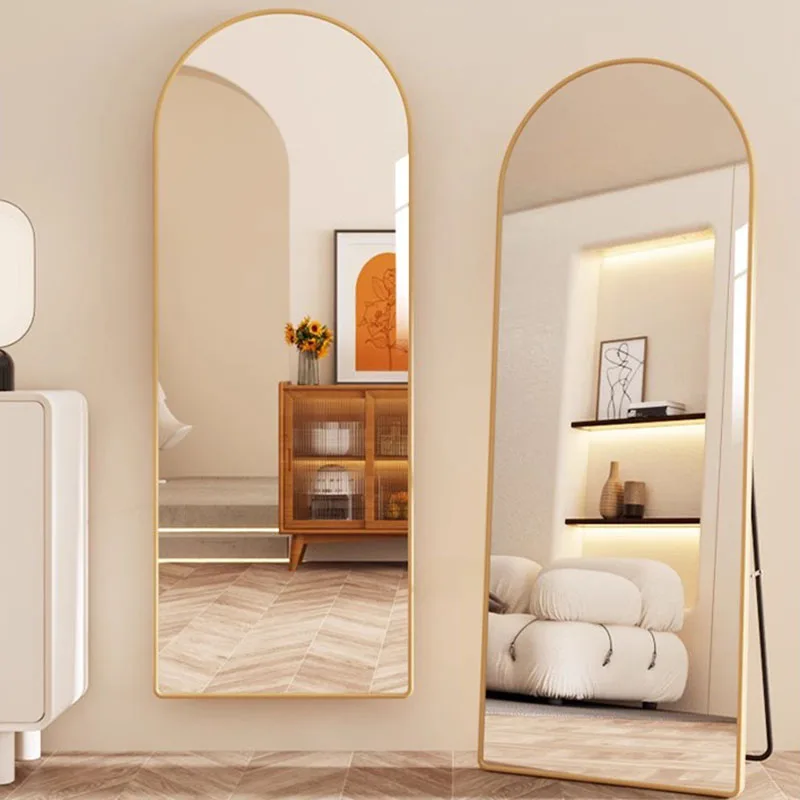 

Gold Living Room Mirror Oval Art Standing Aesthetic Mirrors Full Body Bedroom Nordic Espelho Grande Para Quarto Decoration Home