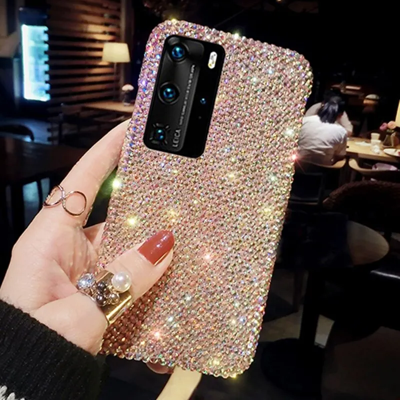 

Luxury Glitter Bling Crystal Diamond Phone Case For Huawei P50 P40 P30 P20 Pro Lite Nova 5t Y7A Mate 40 30 20 P Smart 2023 Cover