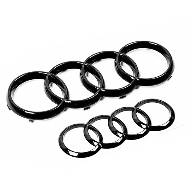 Фото Для Audi A3 A4 A5 A6 A7 Q2 Q3 Q5 Q8 TT ABS Черный капот Передний капот Гриль Задний багажник Эмблема Логотип Значок Наклейка Наклейка 4-кольцевой логотип №2