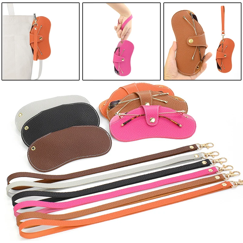 

1Pc Glasses Storage Bag Eyewear Cases Cover with Lanyard Portable Sunglasses Case Box Button Hasp Eyeglass Cases For Men Women