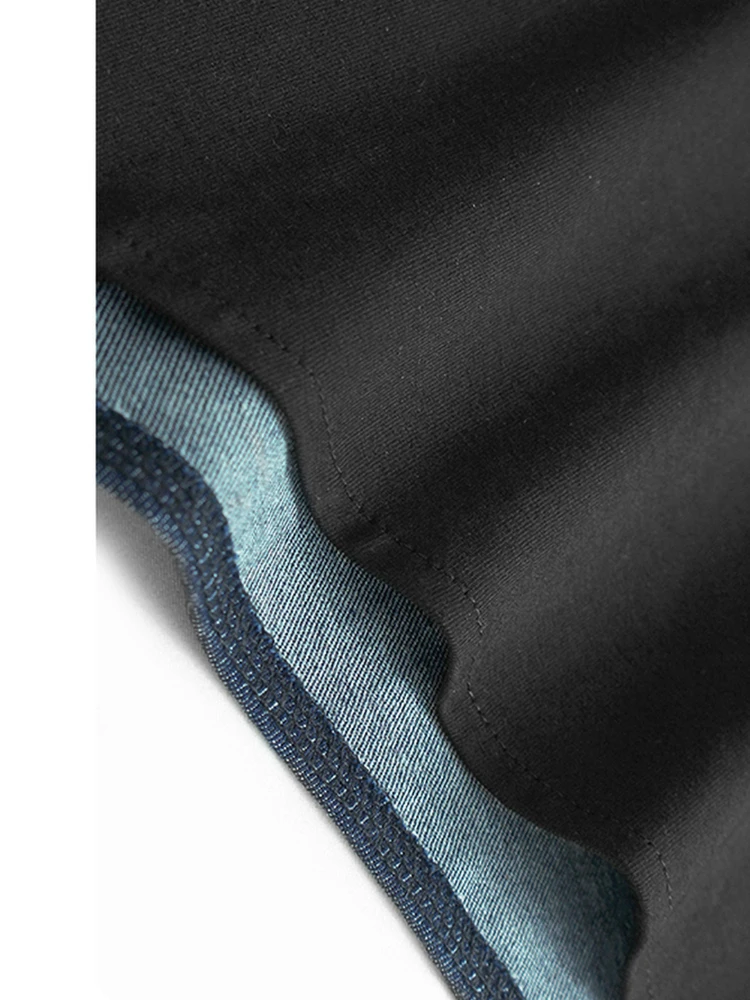 Женская Асимметричная джинсовая футболка черная плиссированная большого