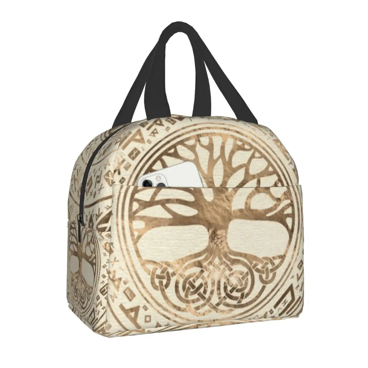 

Tree Of Life Yggdrasil Runic Pattern Insulated Lunch Bag for Women Leakproof Vikings Thermal Cooler Bento Box Picnic Travel