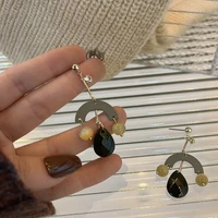 lovoacc korean vintage multicolor beads drop earrings for women rainbow geometric long dangle earring party every day jewelry