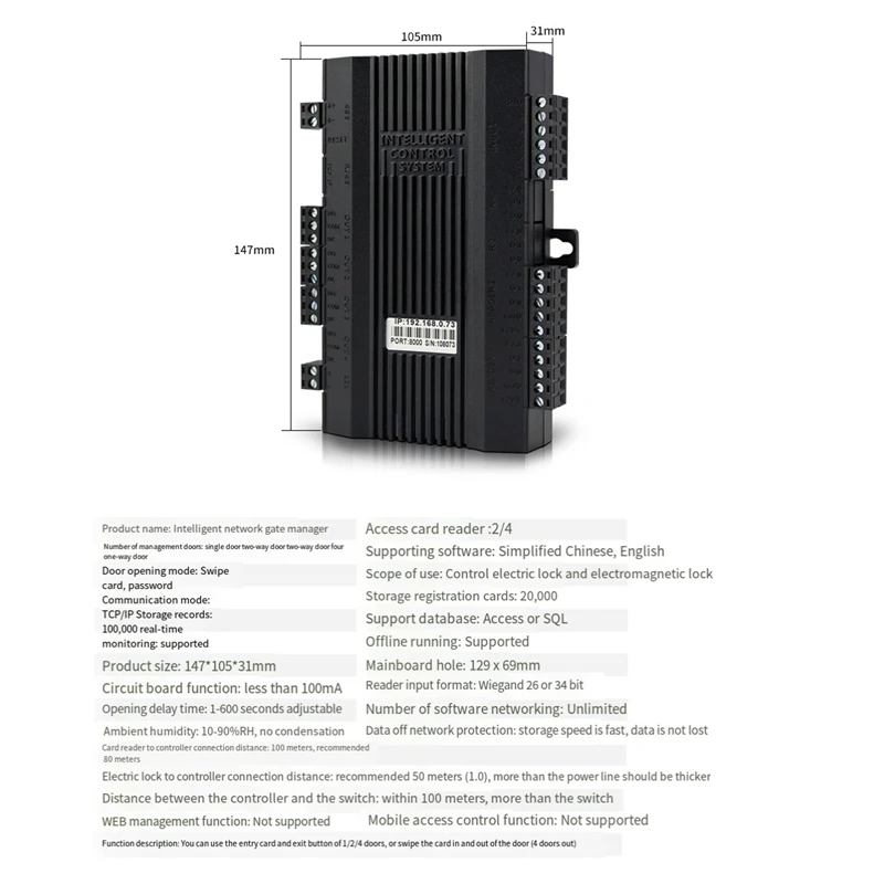 Плата контроля доступа к сети TCP/IP панель контроллер канала Wiegand 26 34 для системы