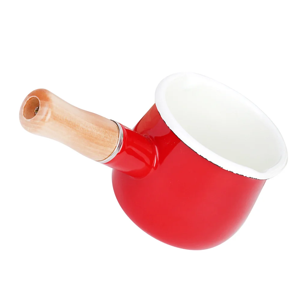 

Pan Portable Pot Anti-scald Pan Enamel Sauce Pan Handheld Pot for Cooking Kitchen Storage Heating