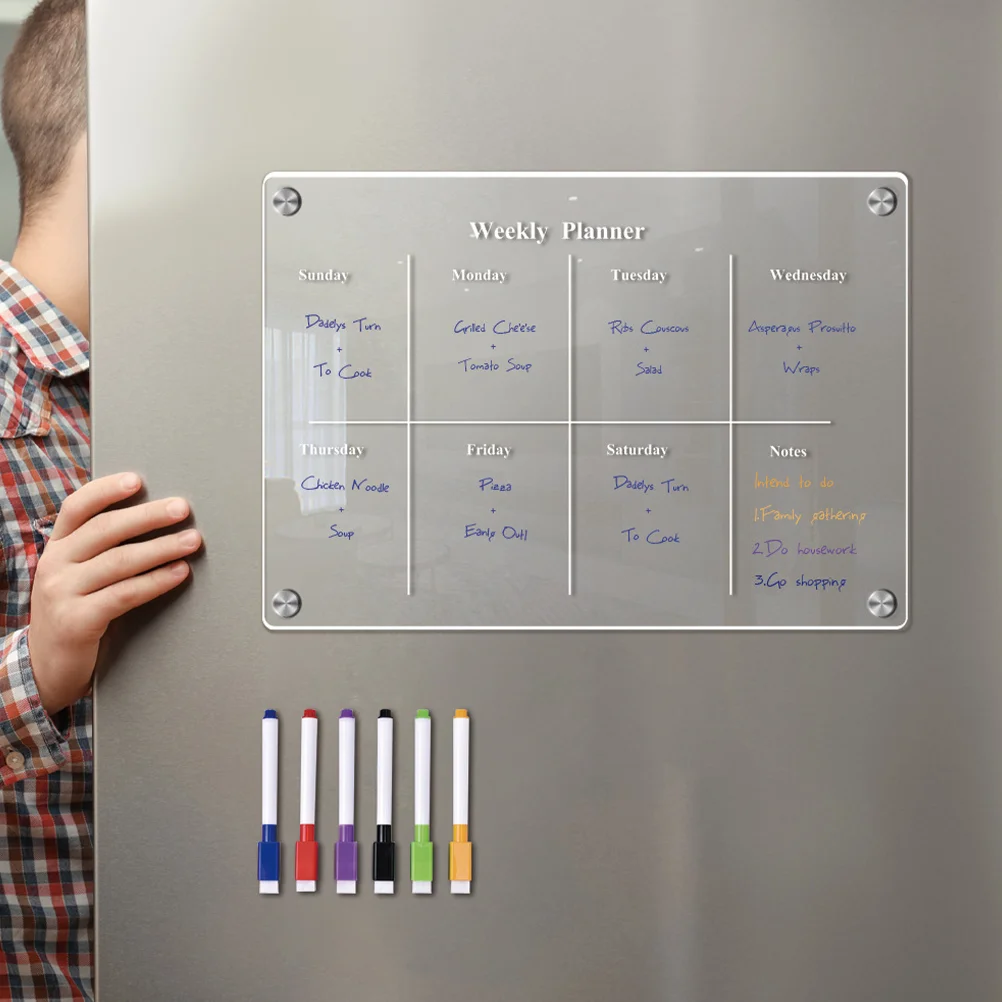 

Blank Calendar Magnetic Transparent Whiteboard List Planning Note-taking Reminder Erasable Refrigerator Fridge Dry Erase
