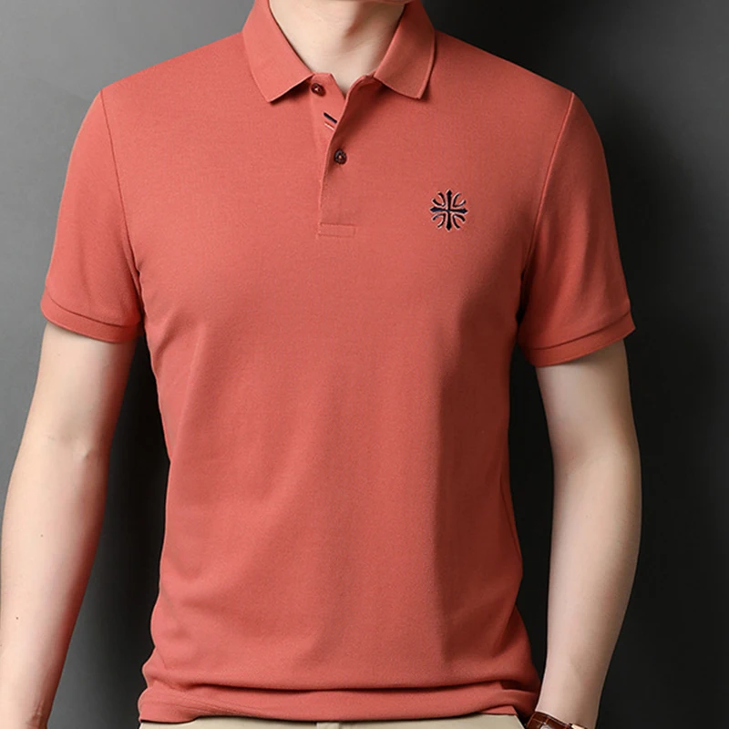 Футболка-поло мужская с коротким рукавом модный однотонный топ цветочной