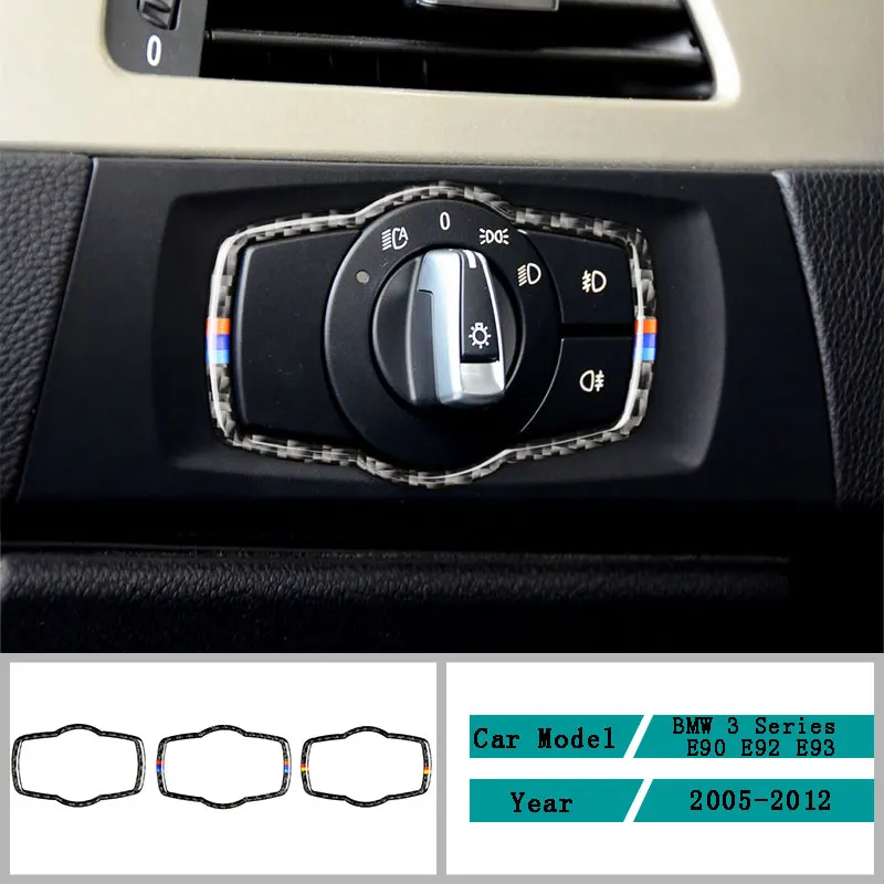 

Carbon Fiber Car Accessories Interior Headlight Switch Button Decals Cover Trim Stickers For BMW 3 Series E90 E92 E93 2005-2012