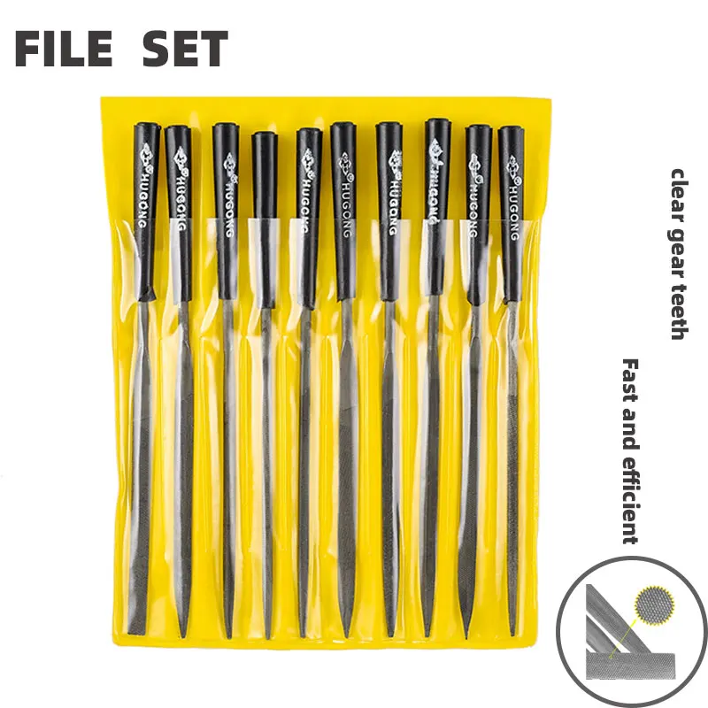 

10 PCS Double Sided File Set Wood Working 10 Pcs Mini Metal Rasp Grinding Needle Files Carving Craft Flat Round Small Steel File