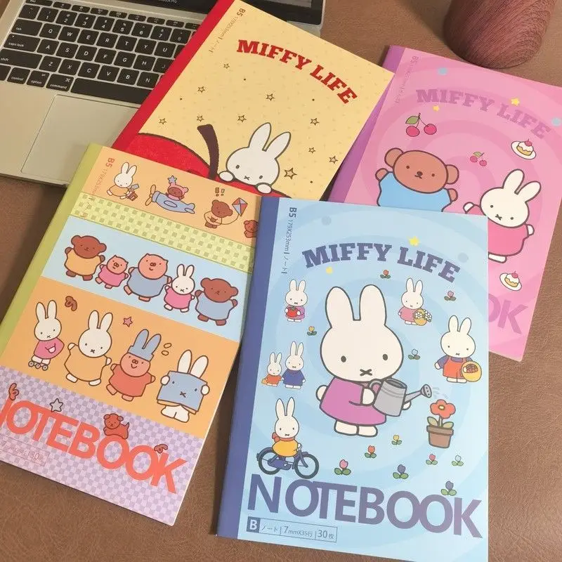 Набор из 4 тетрадей Miffy Rabbit B5, 30 страницкнига, классический дизайн с линованными страницами, дневник, канцелярские товары для студентов, для заметок, подарок (art.: 3920dbcaa896b) - 3920dbcaa896b