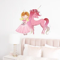 cartoon princess unicorn wall stickers vinyl decorative wall decals nursery mural poster baby girl bedroom decoration
