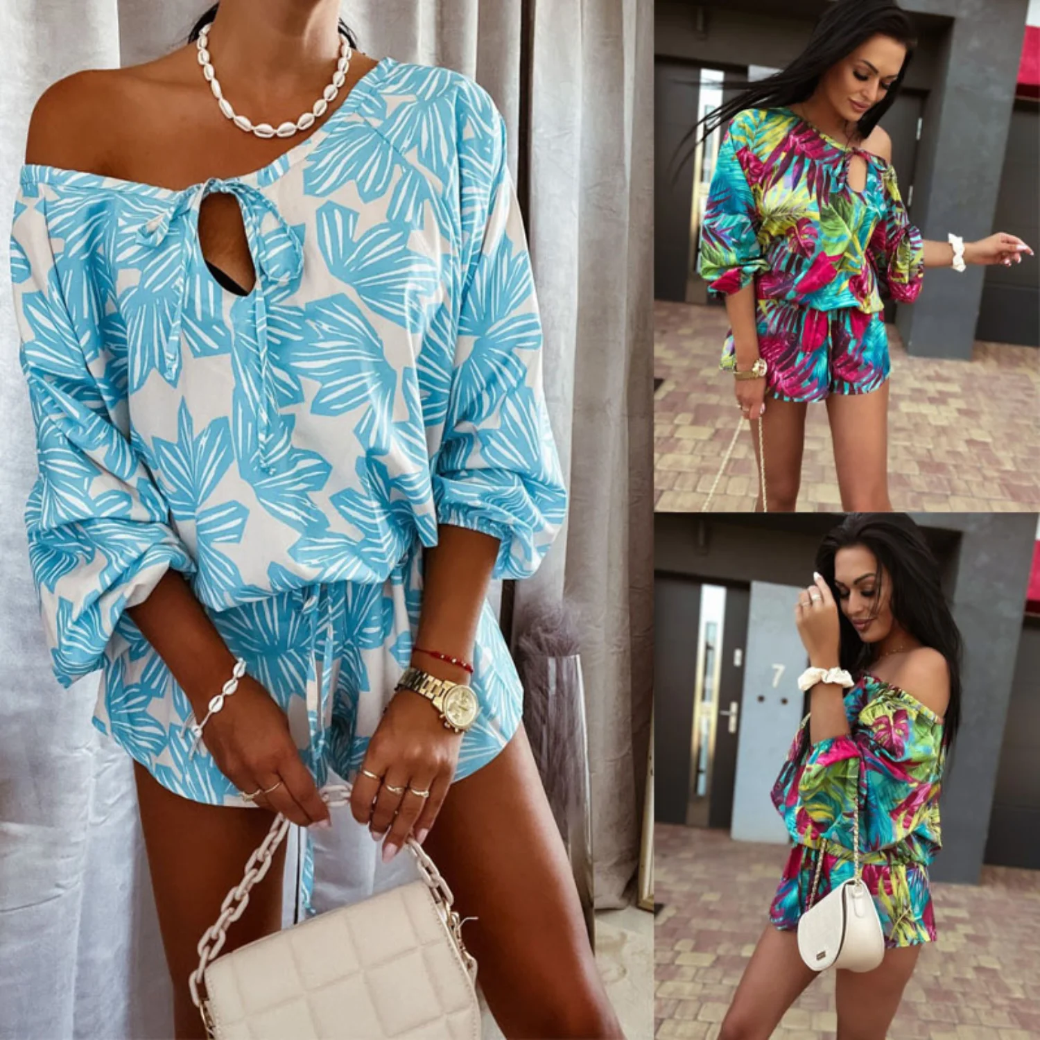 

2023 Women's New Printed Loose Casual Long Sleeve Jumpsuit Dress