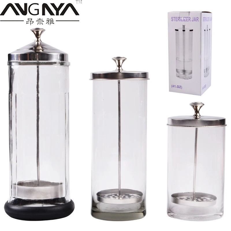 

ANGNYA 1Pc Disinfection Cup Salon Manicurist Sterilization Container Sanitizer Glass Nail Disinfection Cup 9 Inch Manicure Tools