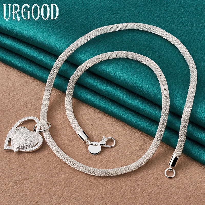 

925 Sterling Silver Snake Chain Heart Pendant Necklace For Women Party Engagement Wedding Fashion Jewelry