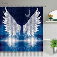 Angel Wing Shower Curtain Set Polyester Fabric Machine Washable Background Wall Curtains for Bathroom Home Decor Bath Curtain