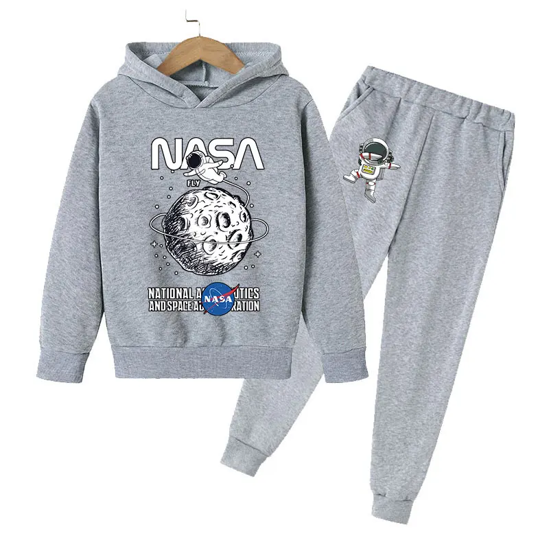 

Trendy sweatshirt Autumn and winter boys and girls hoodie suit cotton kids creative astronaut hooded sportswear sweater suit4-14