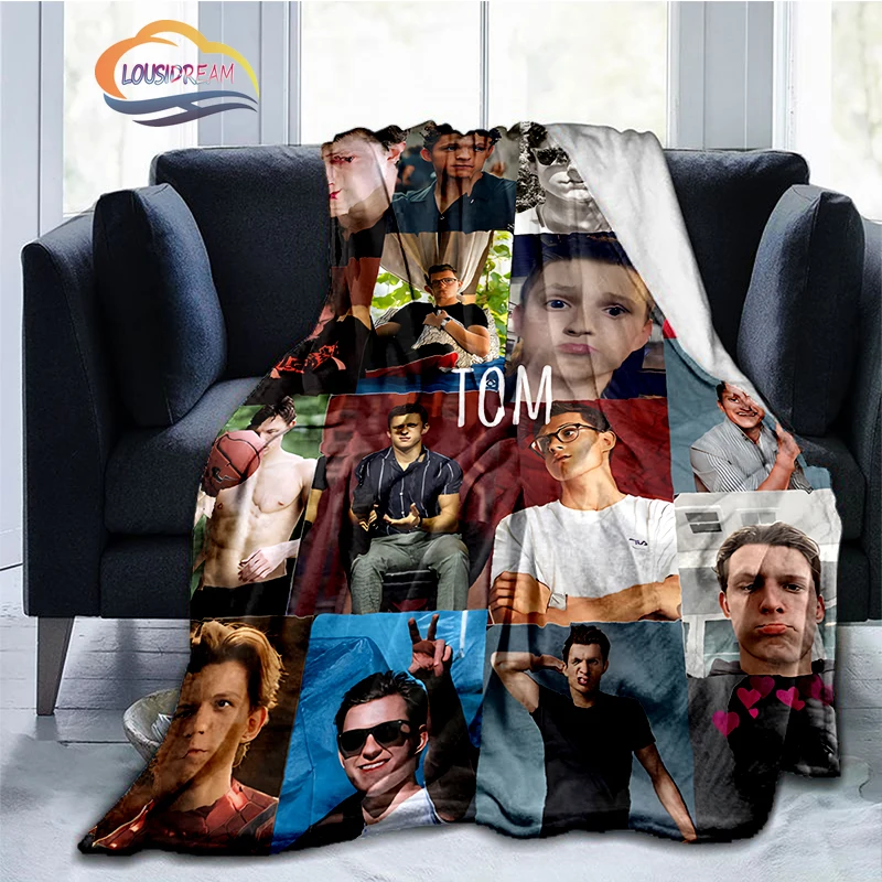 Fashion Tom Holland PIC、COLLAGE Wool Blanket Jindian Film Character Cashmere Blanket Portable Flannel Warm Camping Blanket