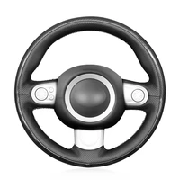 non slip durable black carbon fiber black leather car steering wheel cover for minihatchback r56r57 clubman clubvan 3 spoke