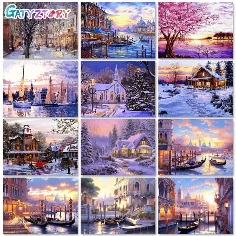 

GATYZTORY Modern Painting By Numbers Venice Landscape Heart Wind Chimes Decorative Paintings Personalized Gift For Handiwork
