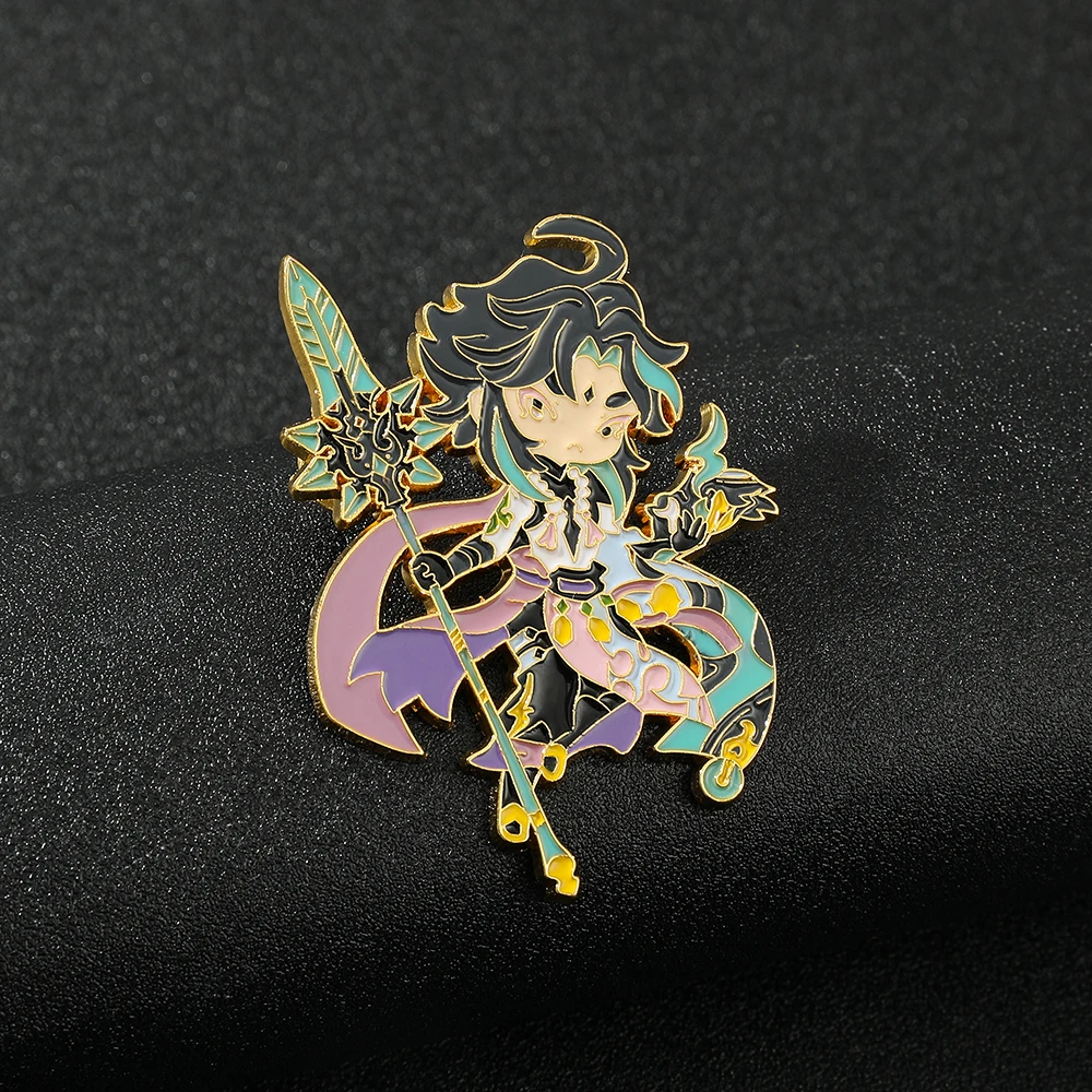 

Genshin Impact Game Figure Metal Button Brooch Jewelry Xiao Enamel Badge for Daily Clothing Backpack Lapel Pins Accessories