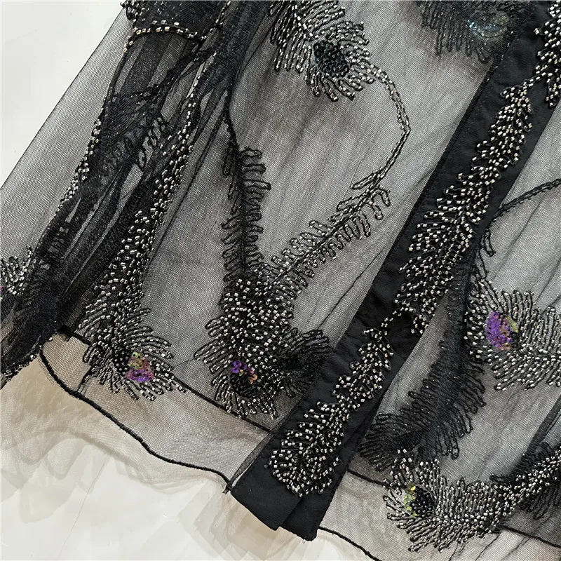 Шикарная блузка с блестками Женская блестящая бисером и длинным рукавом