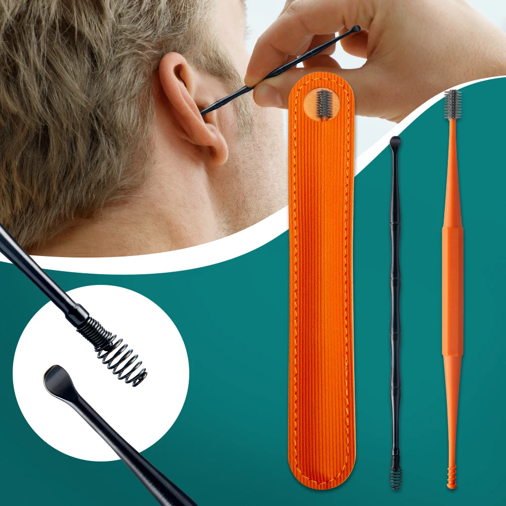 

3 шт. мягкий силиконовый удалитель ушной серы Портативный ушной очиститель из нержавеющей стали ушной воск 2 головки ушной Пинцет s берцет