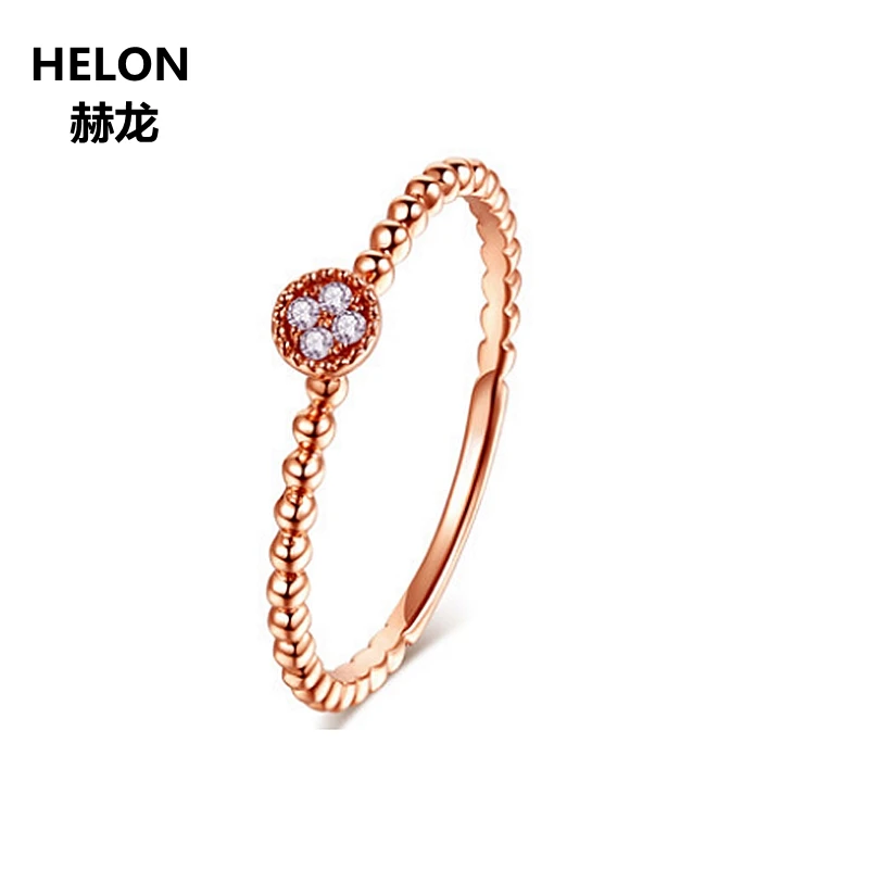 

Solid 14k Rose Gold Natural Diamonds Engagement Ring Women Millgrain Wedding Anniversary Ring Fine Jewelry Elegant Trendy