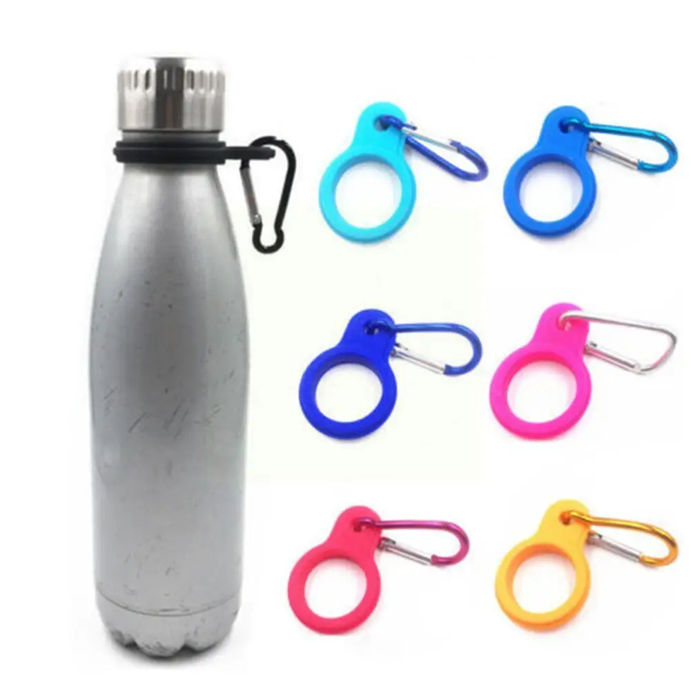 

1pc Aluminum Sports Kettle Buckle Outdoor Carabiner Rubber Holder Buckles Hiking Hook Tool Water Camping Bottle V3o1