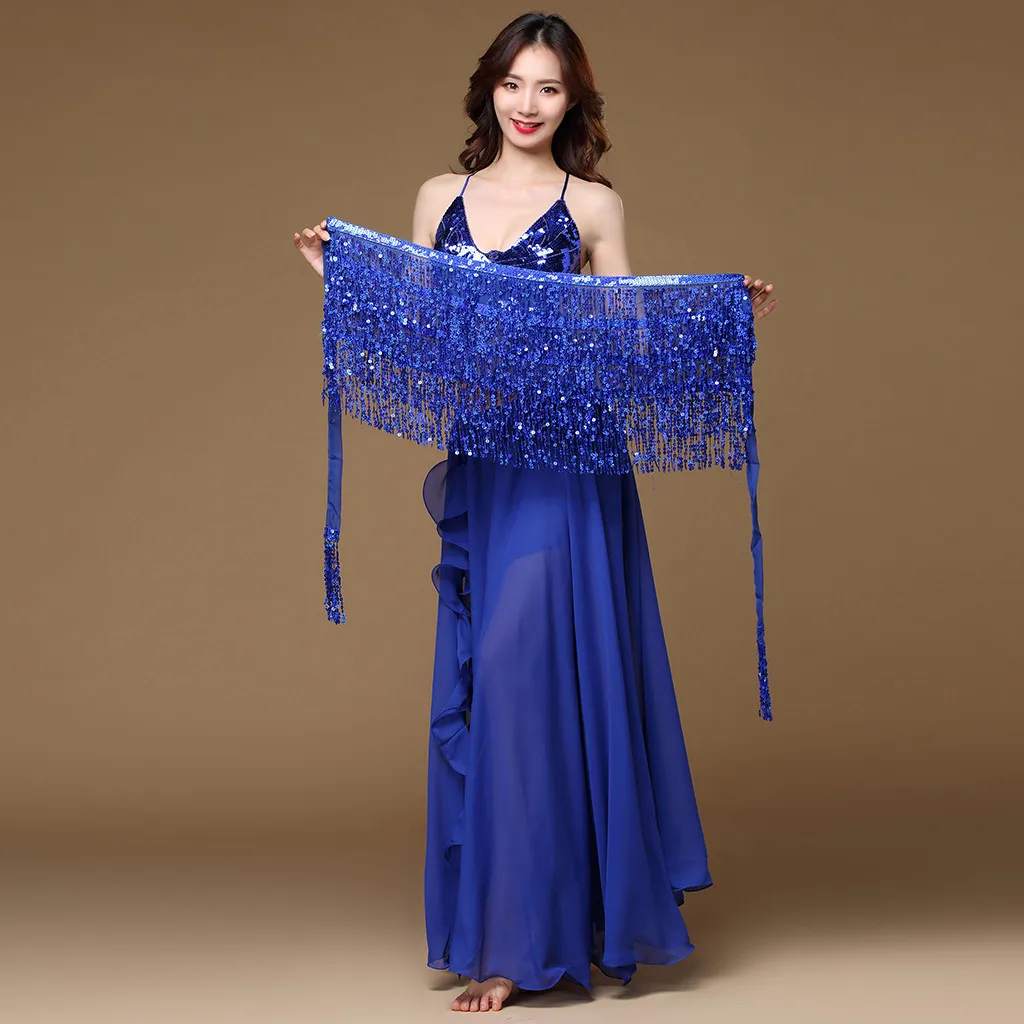 Женская набедренная юбка с кисточками шарф танцевальный костюм блестками