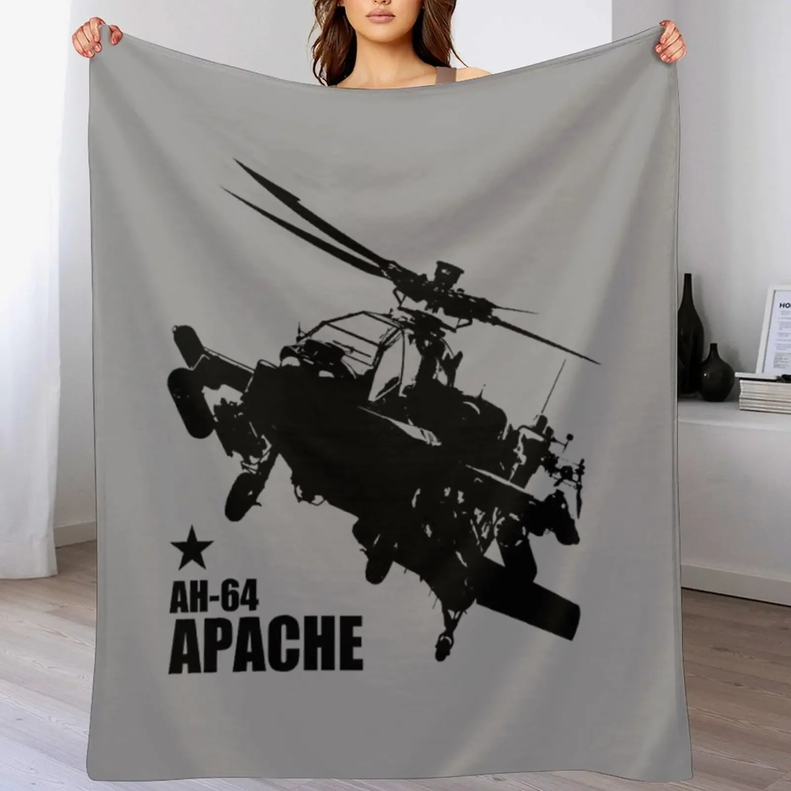Фото Плед AH-64 Apache (с маленьким логотипом), устойчивый к выцветанию, уютный плед №1