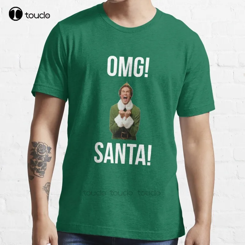 Новый Omg Santa! Мужская хлопковая футболка с коротким рукавом принтом Elf