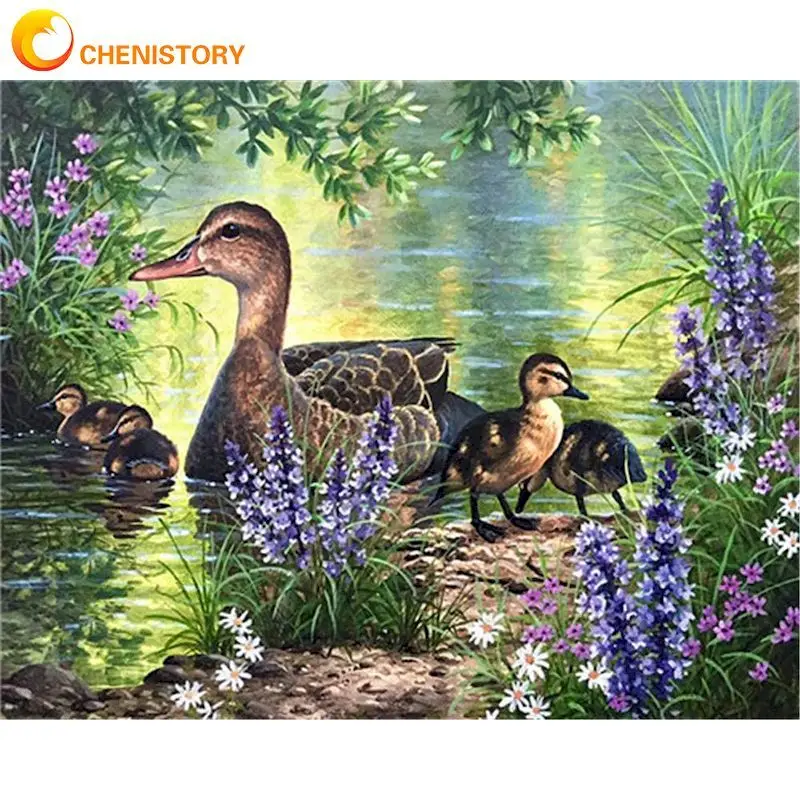 

CHENISTORY Modern Picture By Number Duck Animal Kits Diy Unique Gift Painting By Number Drawing On Canvas Home Decor