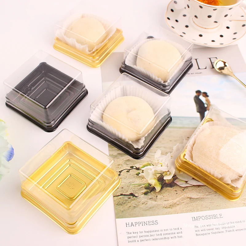 

New Product Promotion--100pcs=50sets 7.8*7.8*4cm Plastic Candy Box Wedding Cake boxes Muffin Container Food Gift Packaging box