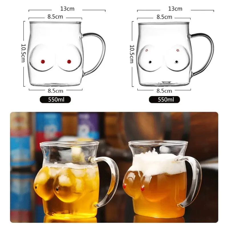 Creative Body Shape Glass Cup Whiskey Glasses Wine Shot Glass Cup Sexy Lady Shape Chest Beer Cup for Vodka Whiskey Beer images - 6